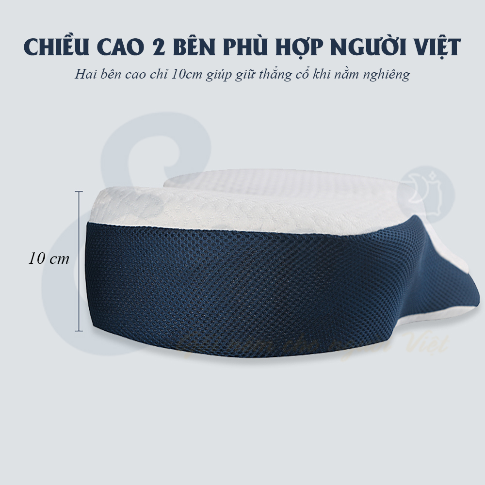 Gối công thái học EMA chống đau mỏi cổ vai gáy chất liệu Memory Foam cao cấp - Kích thước 58x34x10cm