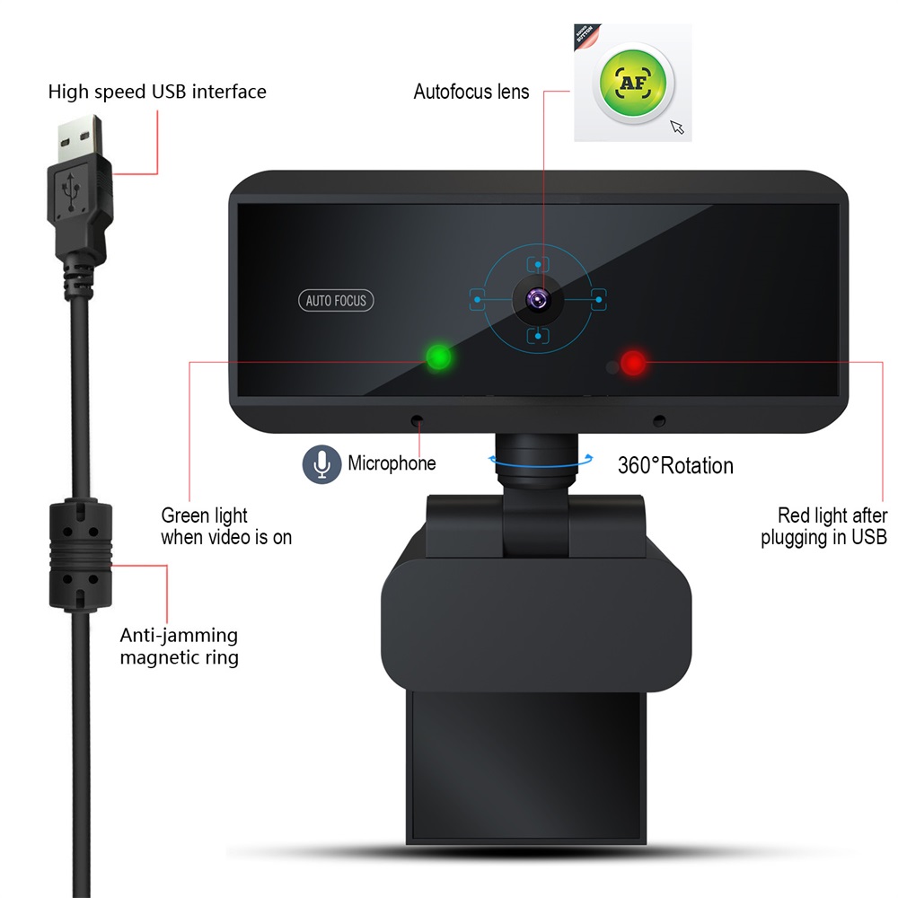 HXSJ S3 5 Million Pixels Auto Focus Webcam