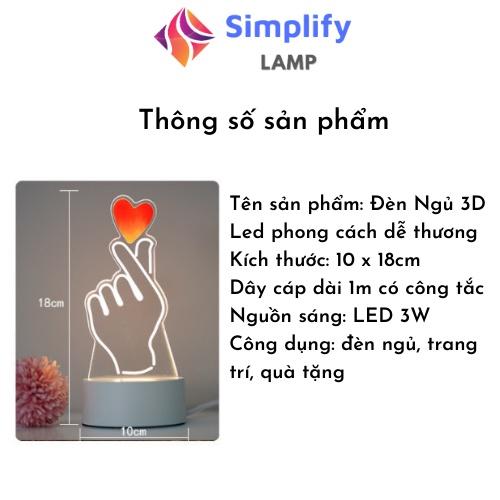 Đèn Ngủ 3D Led cute phong cách dễ thương, đèn Led trang trí cực đẹp S01