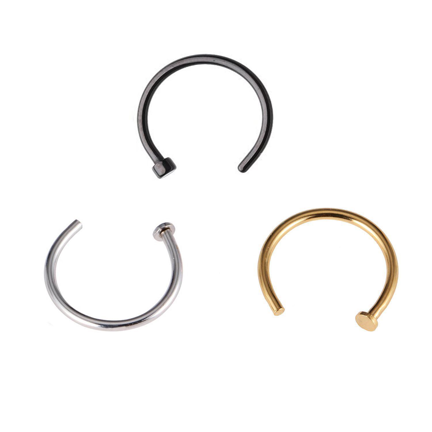 3-7pack Stainless Steel Nose Ring Hoop Piercing Body Jewelry as described