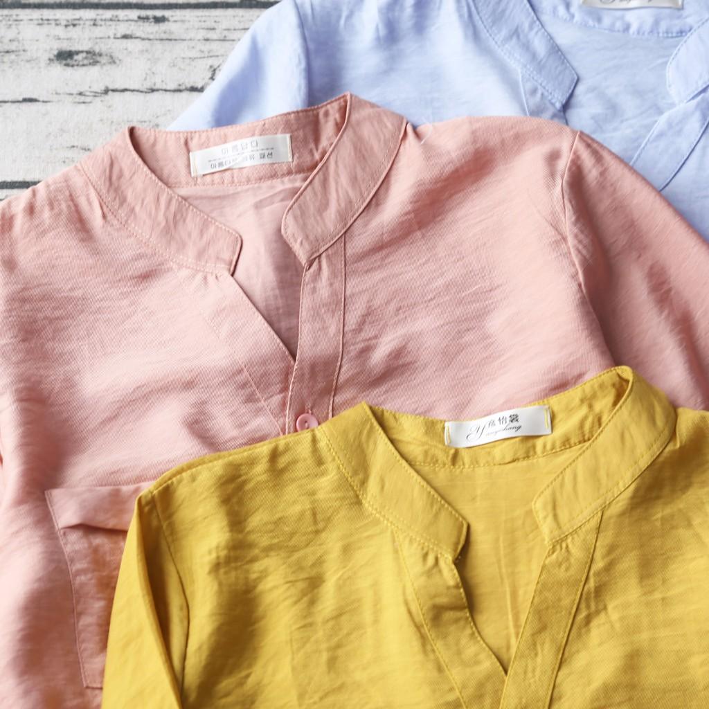 ÁO SƠ MI HAI TÚI NHỎ VẠT HIGHLOW TAY LỠ