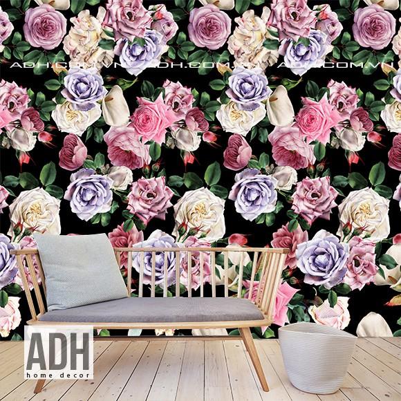 Decal dán tường hoa hồng trắng, hoa hồng đỏ ADH191016
