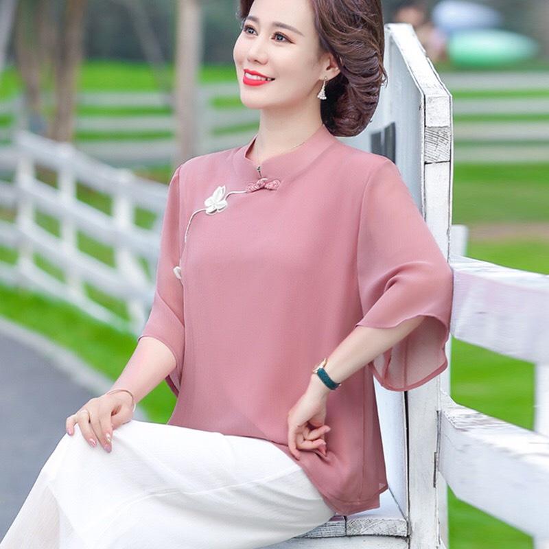 Áo Trung Niên Cổ Tàu Thời Trang Cho Mẹ Và Bà Phong Cách Sang Trọng Lịch Sự, Có Big Size