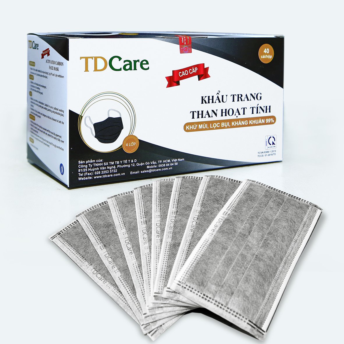 Khẩu Trang Y Tế Than Hoạt Tính TDCare 4 Lớp (40 Cái/Hộp)