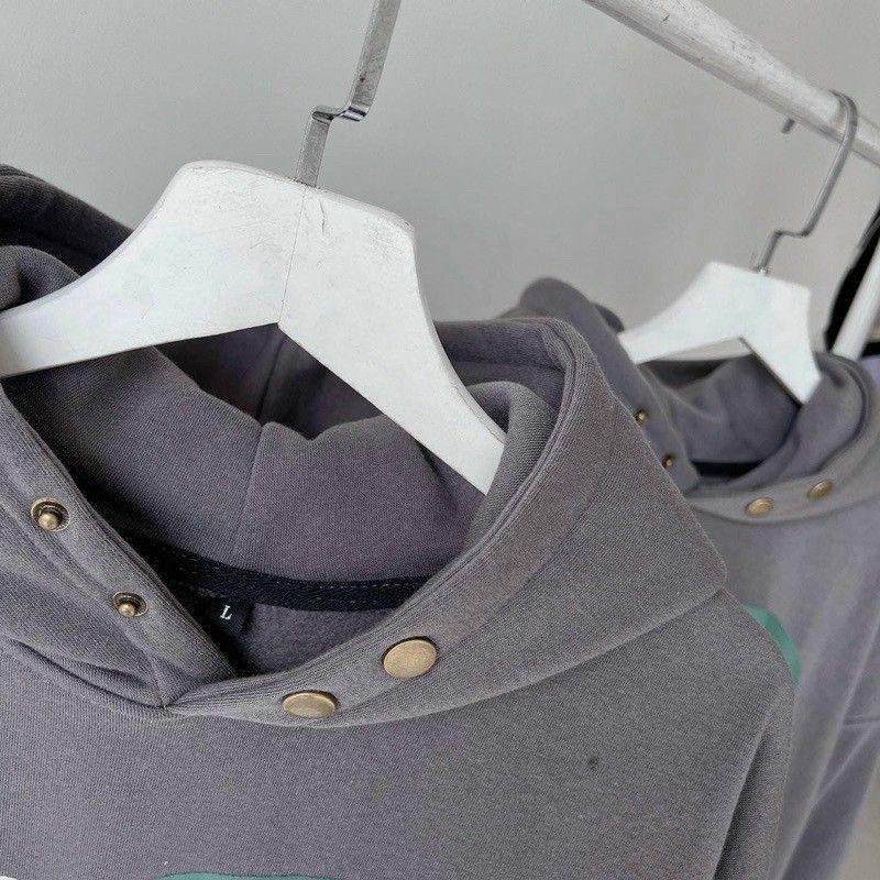 Áo Khoác hoodie nữ WIST_9 nỉ ngoại cao cấp form rộng,nón to có nút bấm kiểu most hình in nổi 2 màu xám,nâu cá tính