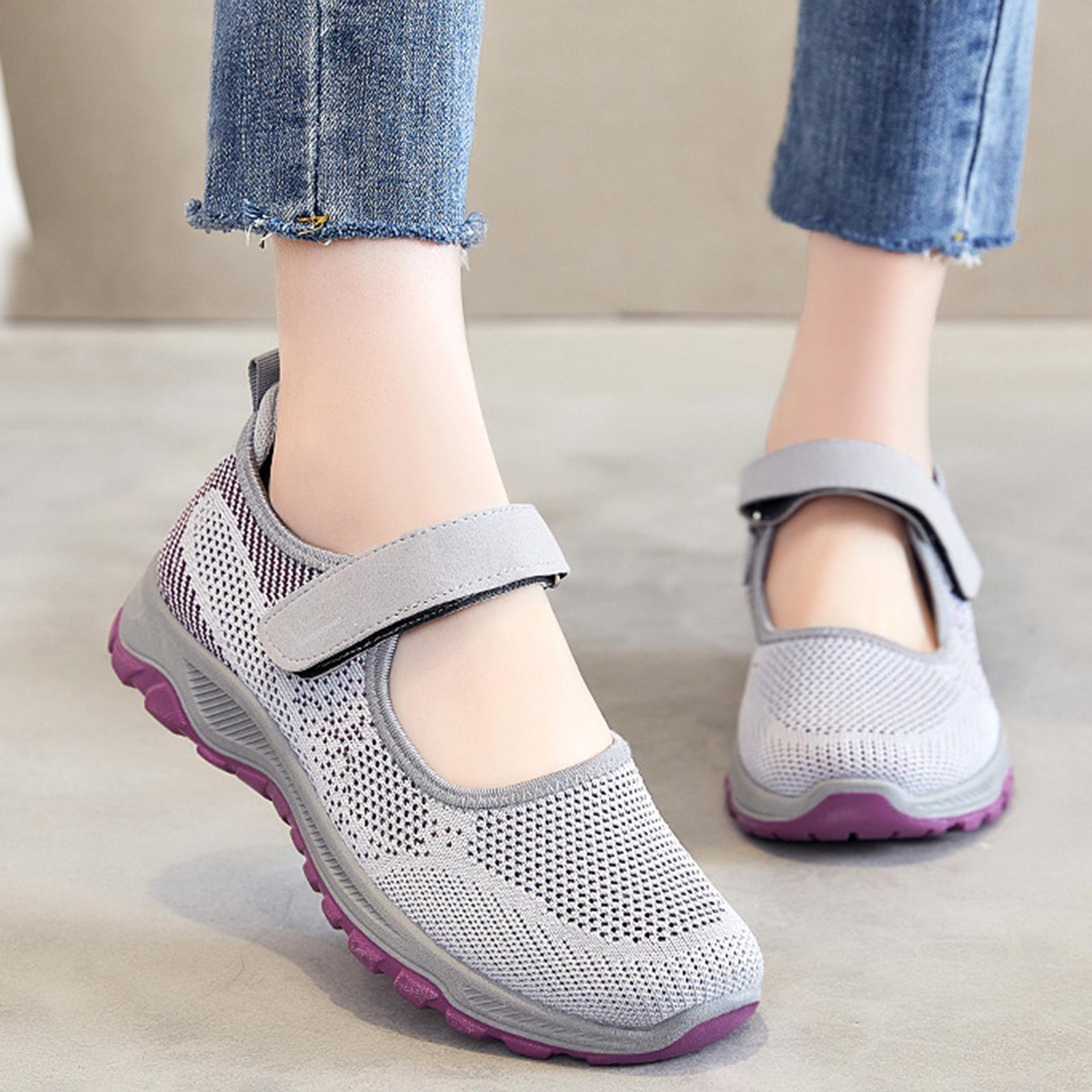 Women Elderly Mesh Sneakers Breathable Sneakers Nonslip Everyday Shoes Lightweight Flats Walking Shoe Sports Shoes for Jogging Summer Indoor