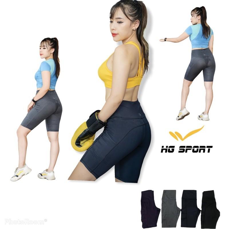 Quần Tập Gym Nữ, Yoga, Thể Dục Thể Thao Ngắn Biker, Quần Lửng Lưng Cao, túi cạnh từ 45 - 76 kg QN302