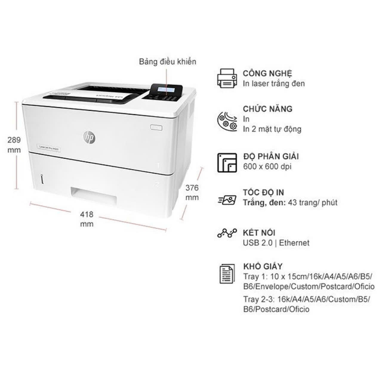 Máy in Laser HP Laserjet Pro M501DN (J8H61A)- Hàng nhập khẩu