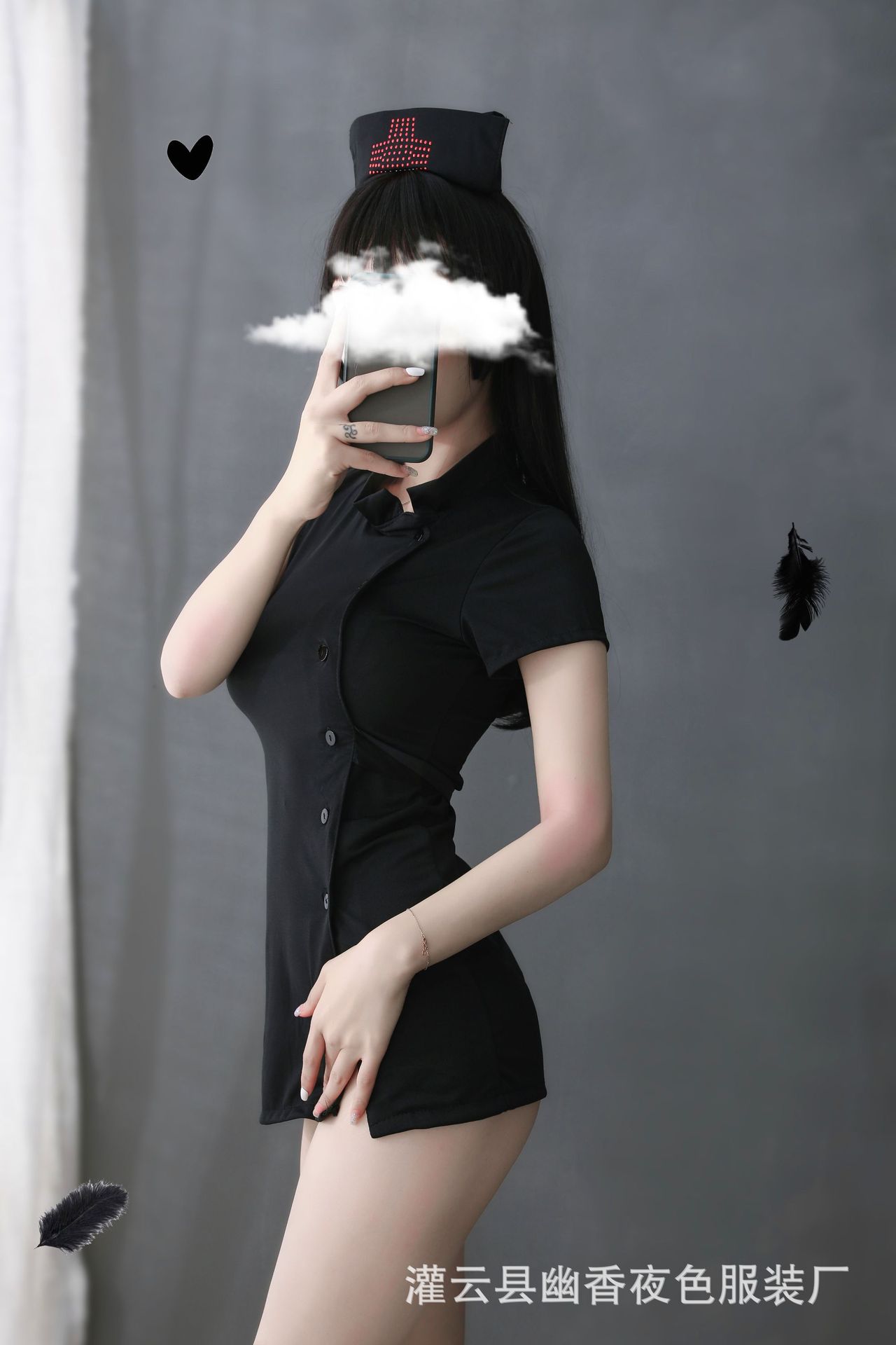 Váy ngủ kiểu y tá vô cùng sexy kèm mũ y tá và quần lót lọt khe VN17 (tặng thêm 1 quần lót lọt khe đính hạt sexy), Đầm ngủ cosplay gợi cảm, Freesize