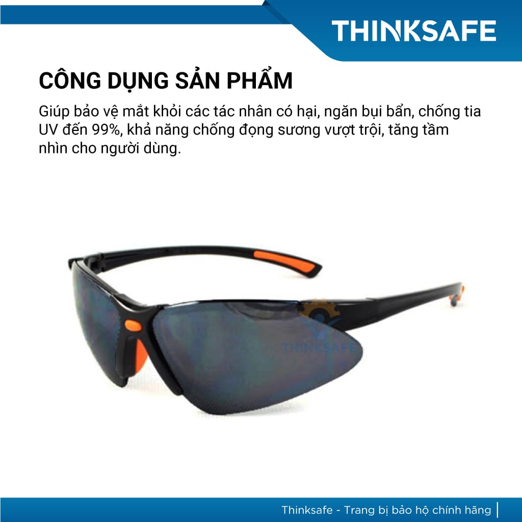 Mắt kính bảo hộ lao động Everest Thinksafe, Kính bảo vệ mắt trong suốt, chống bụi, chống tia UV, dùng đi đường - EV304