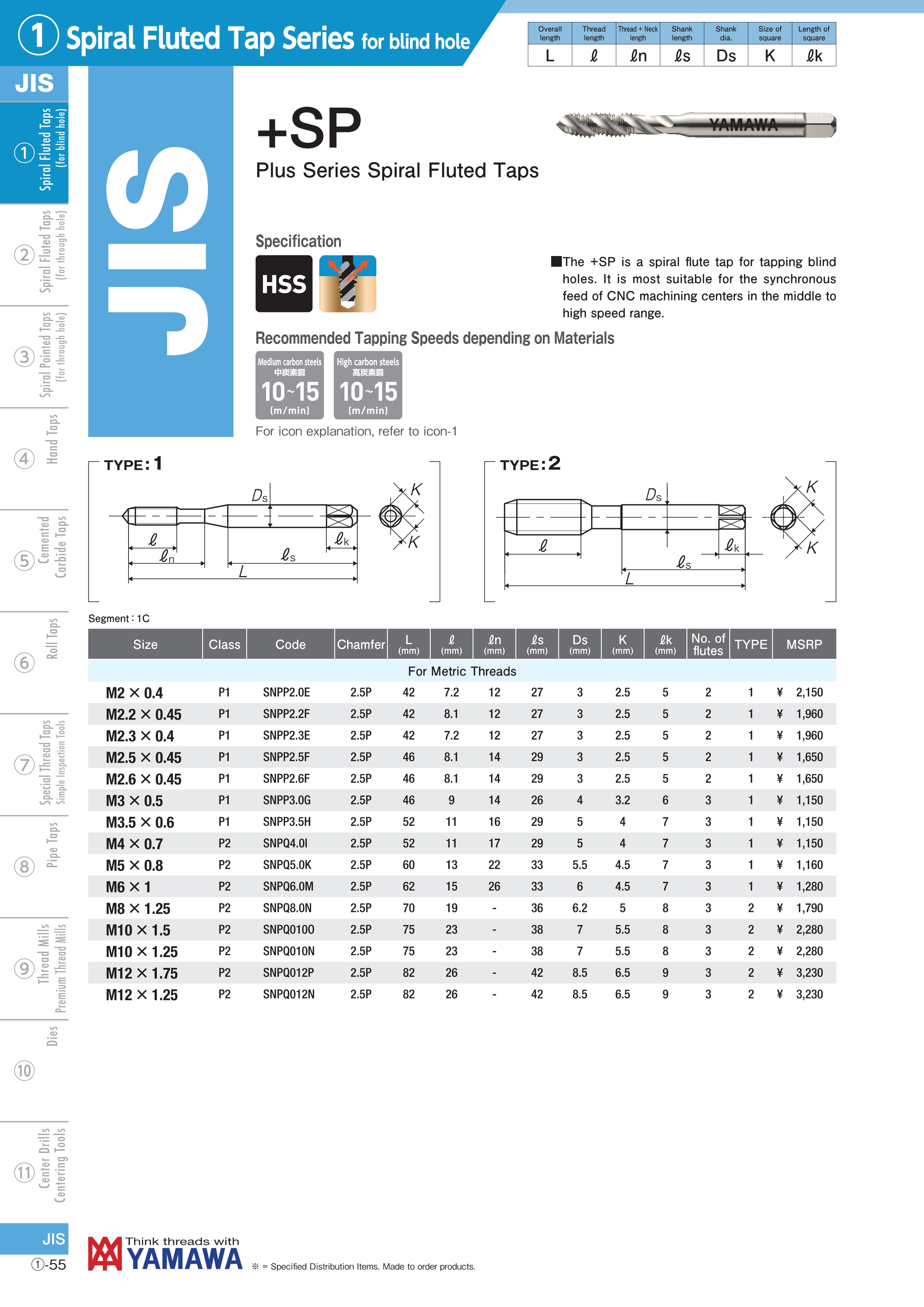 Mũi Taro Xoắn Yamawa Mã SNPQ4,0I SP P2 M4 X 0.7 + TIN