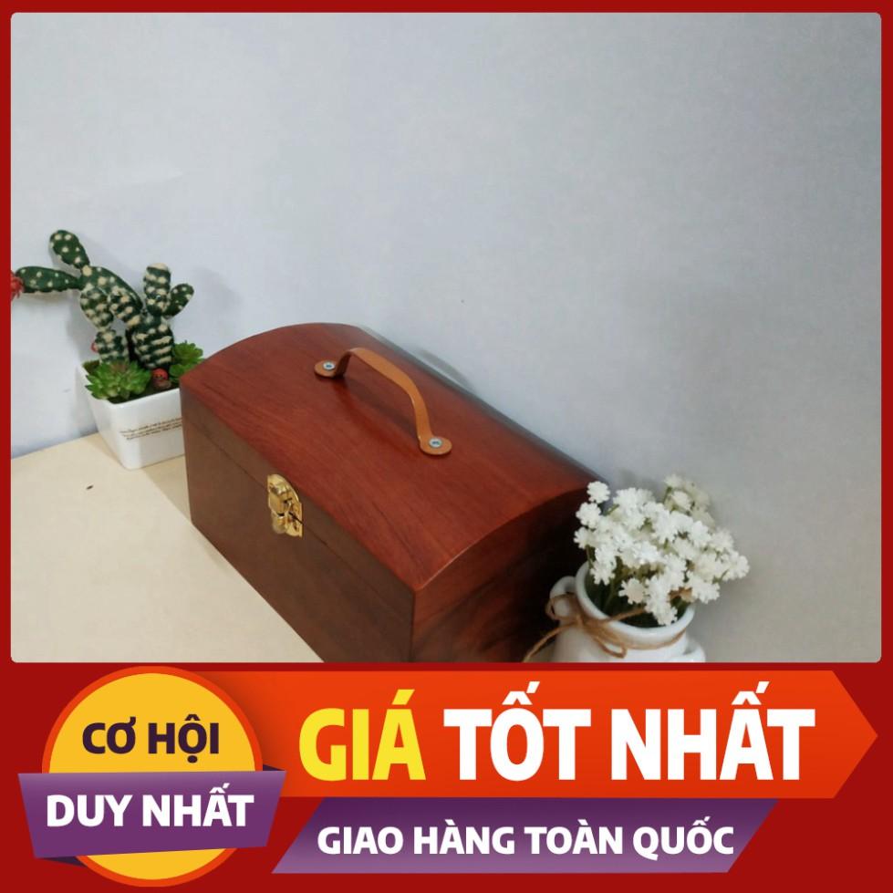 ) Hộp đựng con dấu, trang sức bằng gỗ nắp đồng cực đẹp