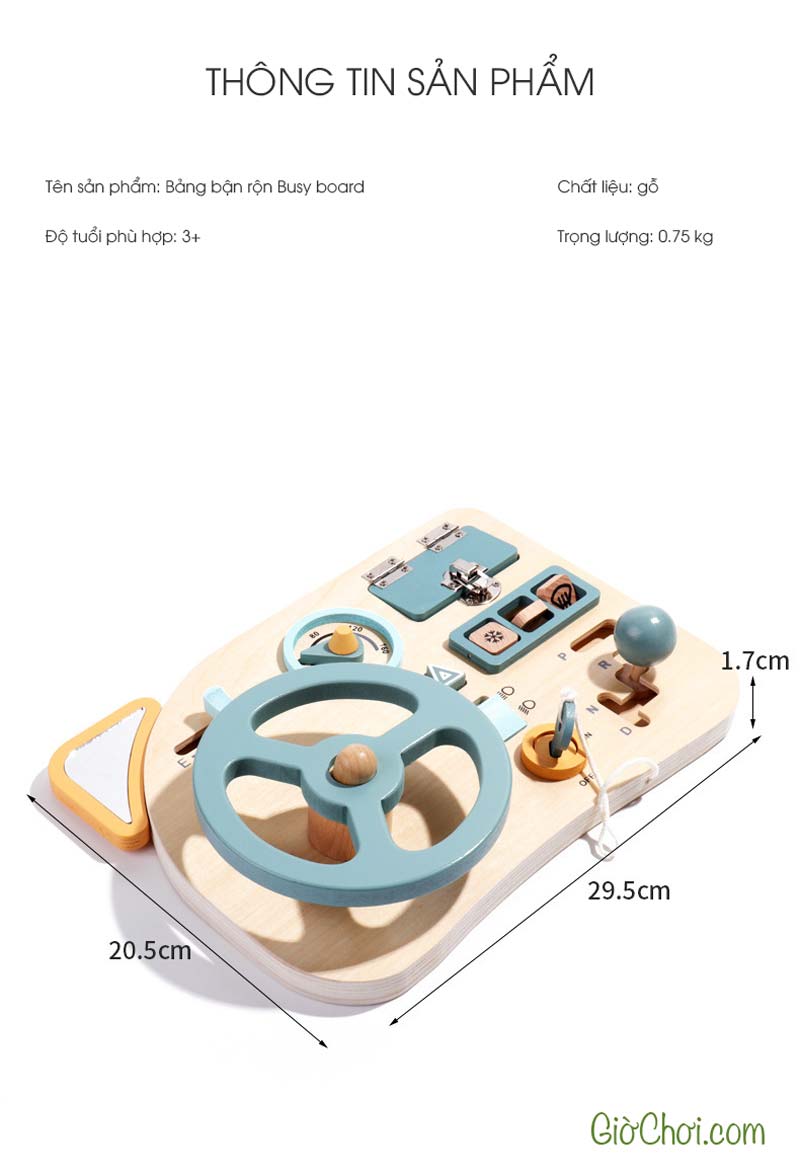 Bảng bận rộn Busy board hình vô lăng xe hơi dễ thương cho bé từ 3 tuổi