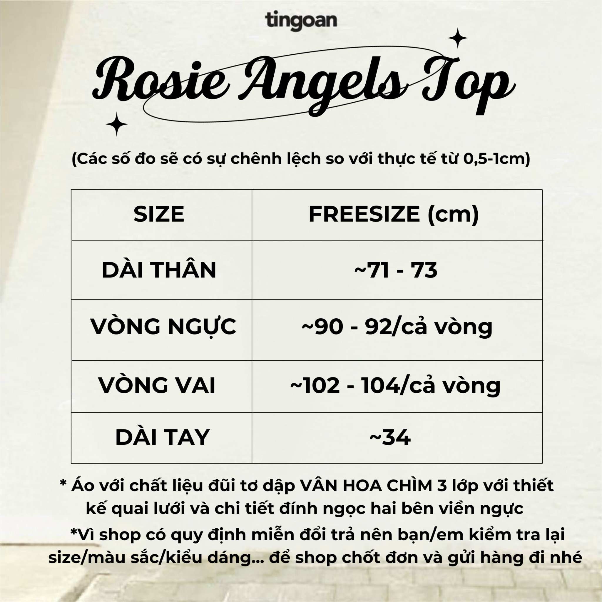 Áo trễ vai babydoll phối lưới vân hoa hồng hồng 3 lớp vải ROSIE ANGLES TOP/PK