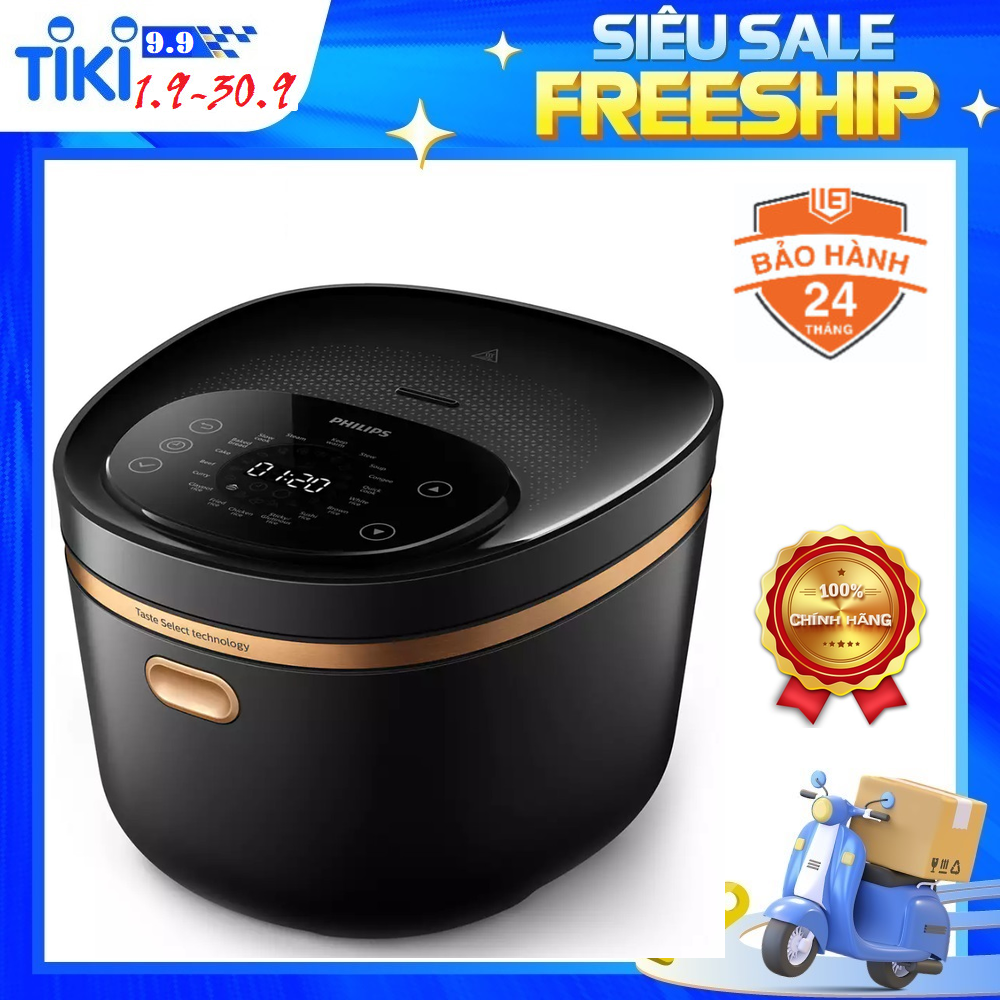 Nồi Cơm Cao Tần Điện Tử Philips HD4539/62, Lòng Nồi 8 Lớp Vân Đá , 1.5Lit-1250W , Hàng Chính Hãng