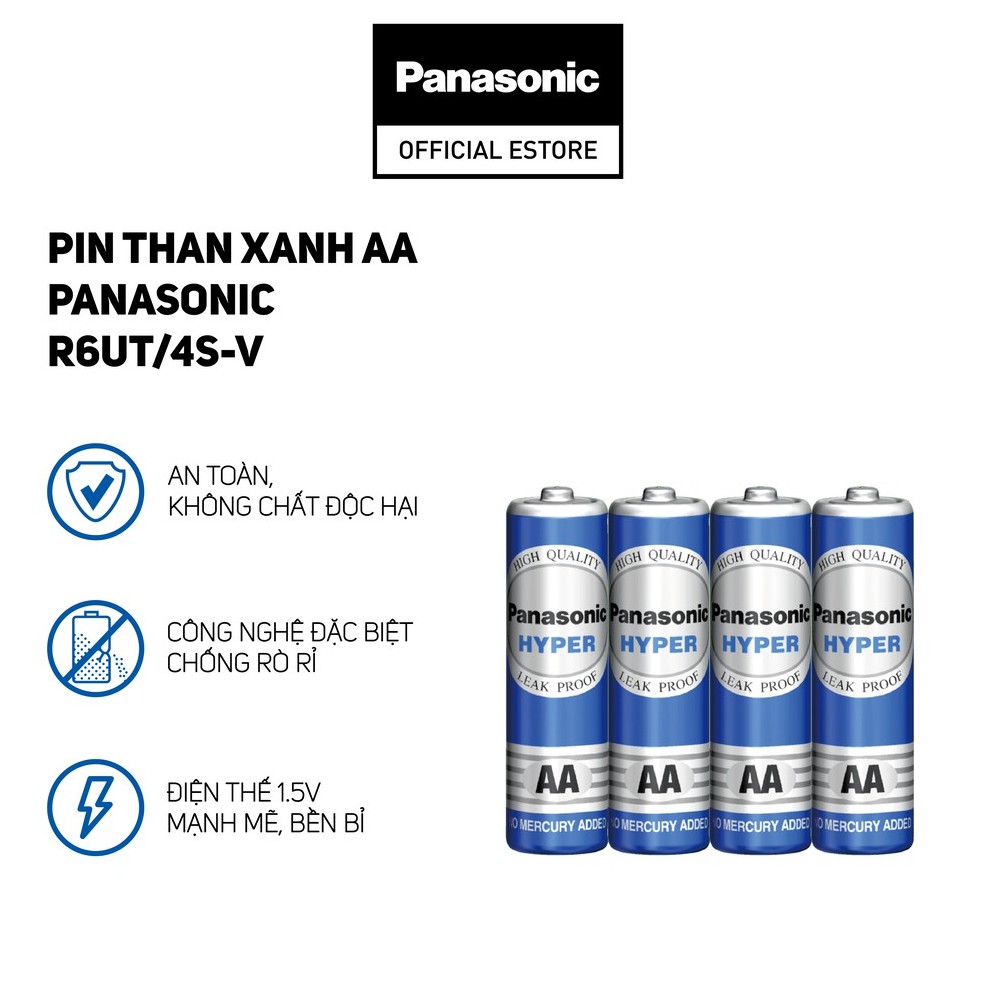 Hộp 60 viên Pin than xanh AA Panasonic R6UT/4S-V – Hàng Chính Hãng