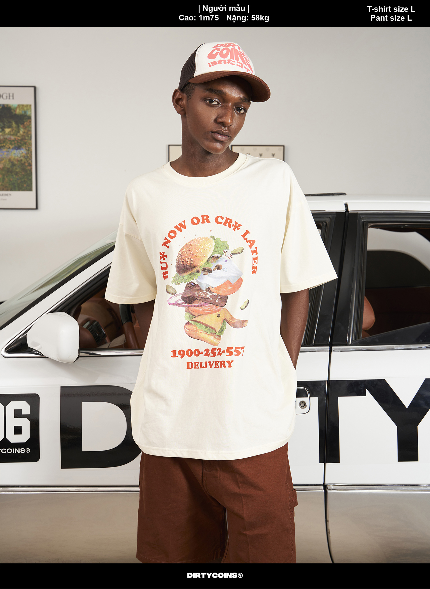 Áo Thun DirtyCoins Hamburger T-shirt - Cream