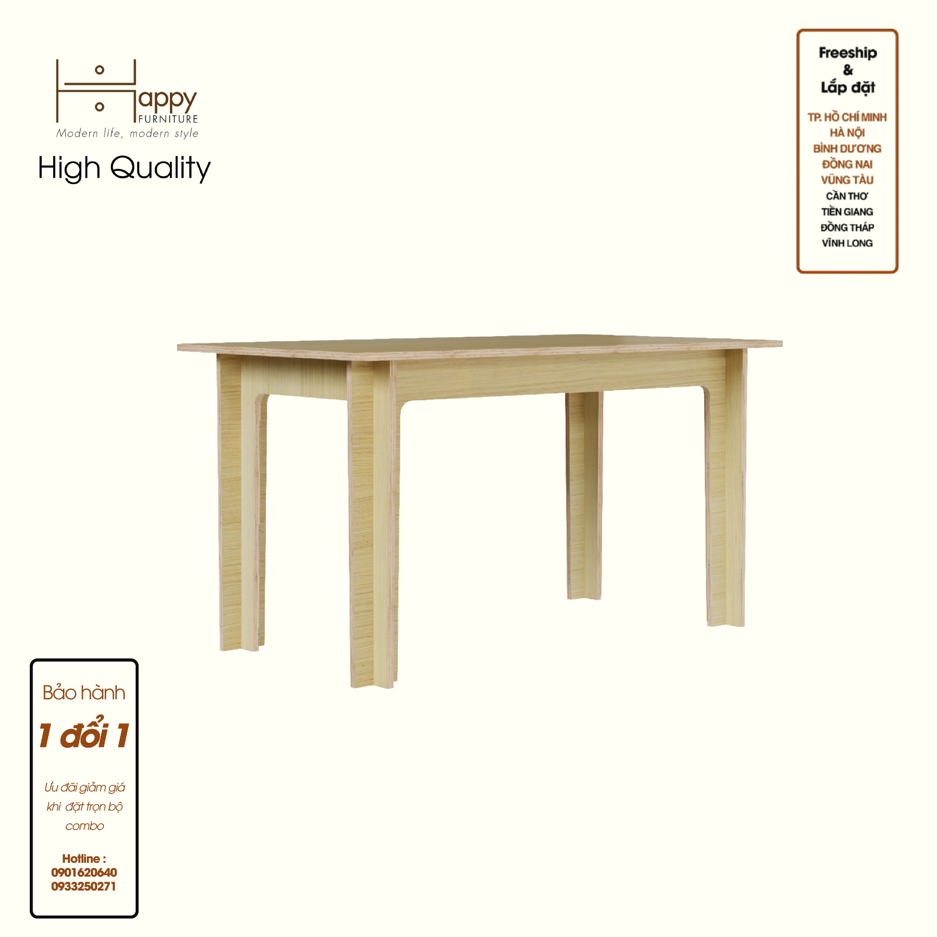 HAPPY FURNITURE , Gỗ tự nhiên , Bàn làm việc gỗ Plywood - AIDAN , BAN_108 , 140cm x 80cm x 75cm DxRxC