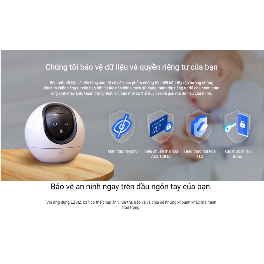 CAMERA IP WIFI TRONG NHÀ EZVIZ H6 5MP 3K COLOR - Có màu ban đêm, Đàm thoại 2 chiều, Phát hiện dáng người, vật nuôi
