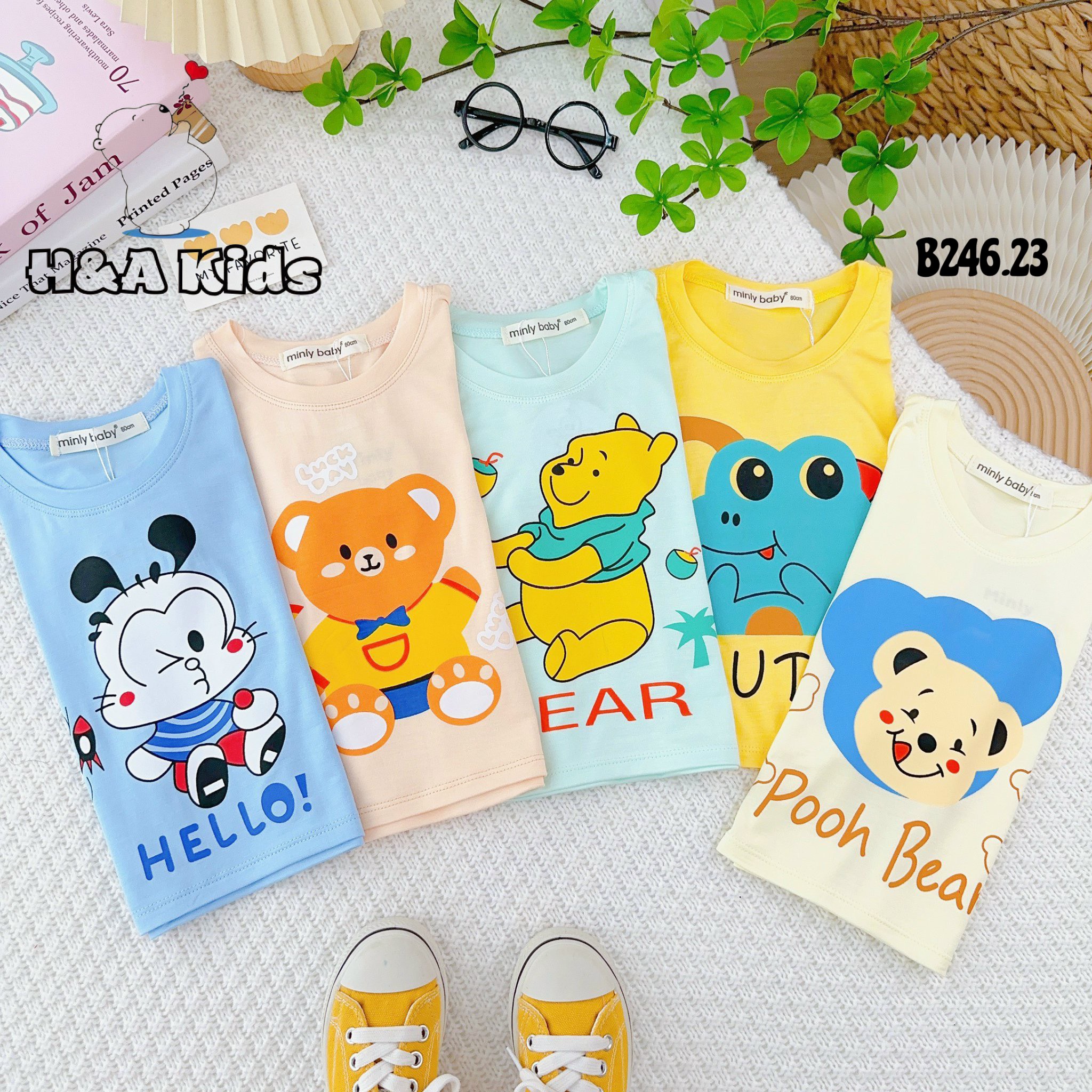 Bộ thun cộc tay phối áo- quần siu xinh cho bé trai và gái