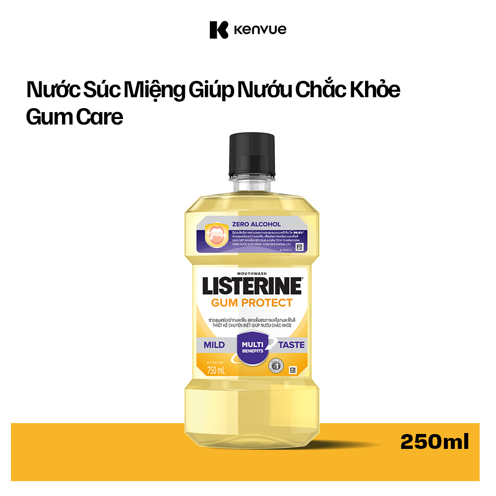 Nước Súc Miệng Giúp Nướu Chắc Khỏe Listerine Gum Protect Zero Alcohol - Dung Tich 250ml -750ml