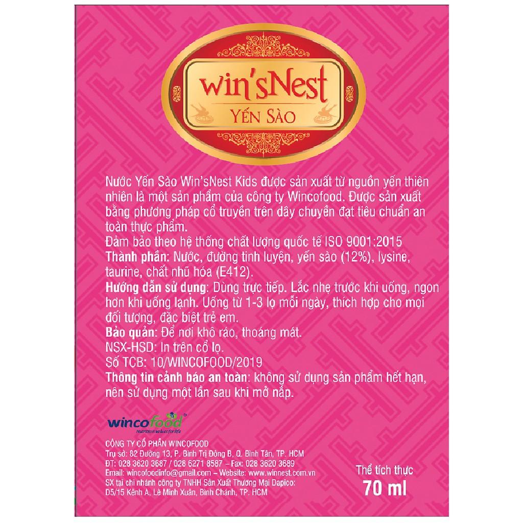 Combo 12 Lọ Nước yến sào win'sNest Junior 12% (70mL) Kèm túi xách giấy