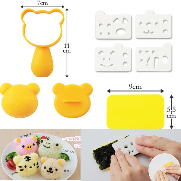 KHUÔN ÉP CƠM BENTO 4 ANH EM HEO HỔ GẤU ẾCH