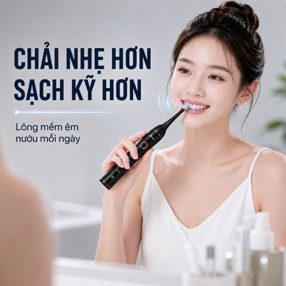 COMBO chăm sóc răng miệng toàn diện Kachi bàn chải điện làm sạch bề mặt răng + tăm nước làm sạch kẽ răng - hàng chính hãng