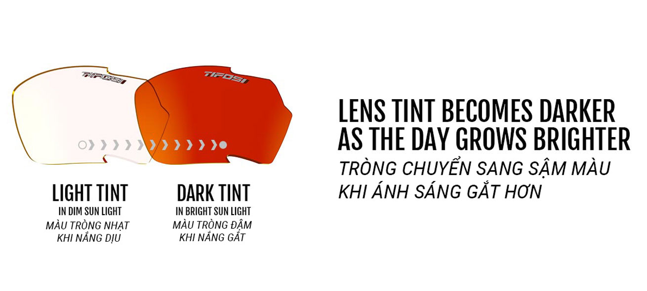 Kính thể thao chạy bộ TIFOSI KILO BLACK / WHITE Tròng Tự Đổi Màu Clarion Red Fototec