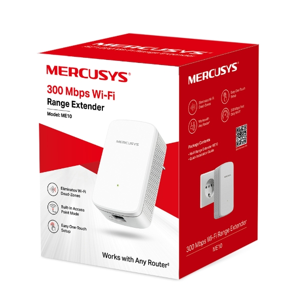 Bộ Kích Sóng Wifi Repeater Mercusys ME10 Chuẩn N Tốc Độ 300Mbps - Hàng Chính Hãng