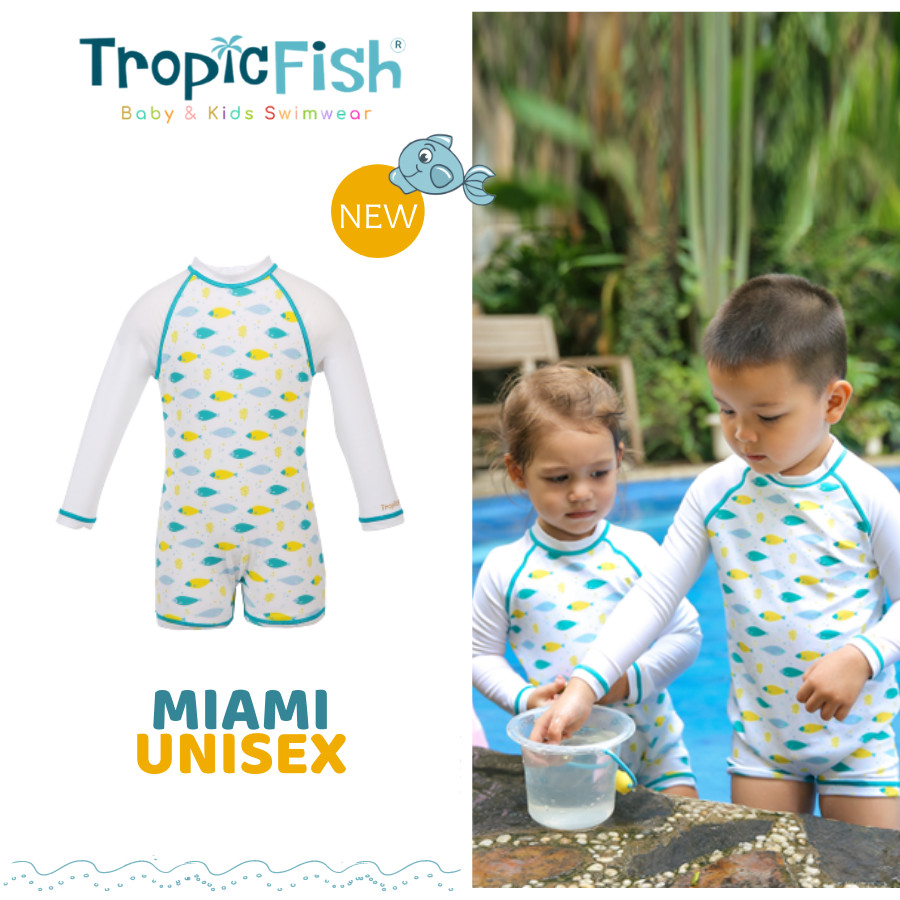 Đồ Bơi liền thân tay dài TropicFish dành cho Bé Trai và Bé Gái Chống Nắng Giữ Nhiệt Cao Cấp 1Y-4Y