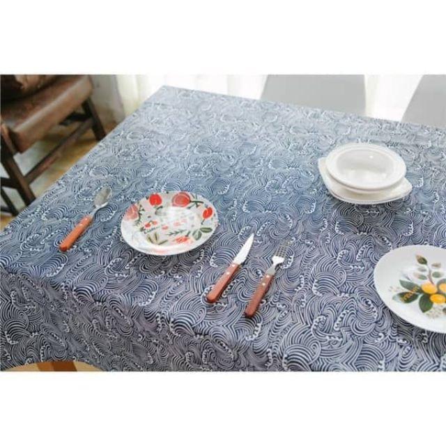Khăn bàn canvas họa tiết sóng biển