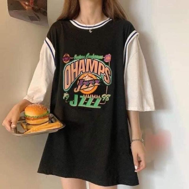 Áo thun phối tanktop bóng rổ nam nữ tay lỡ unisex form rộng Phối số 11 2 màu hồng trắng cực lạ basics tee phông oversize