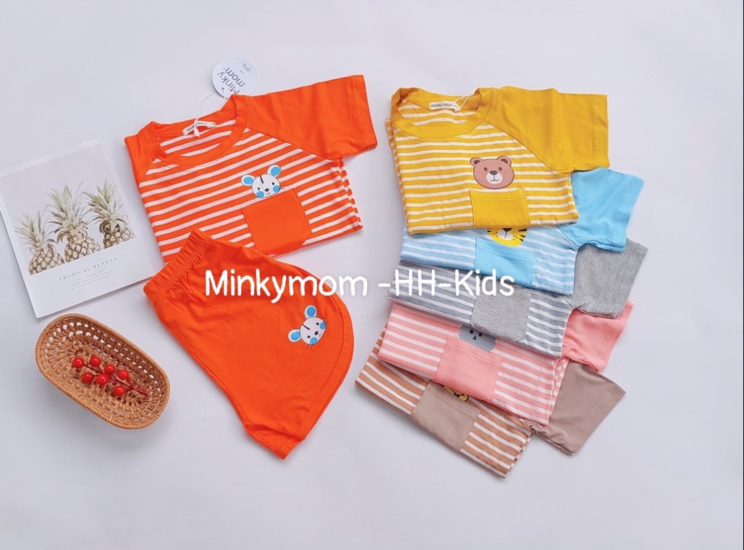 Bộ cộc tay cho bé gái/ bé trai minky mon size 8-29kg vải thun lạnh