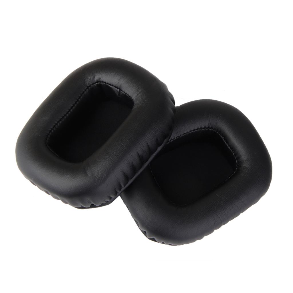 2pairs Black Leather Ear Pads Cushions for Tiamat 7.1 Gaming Headset