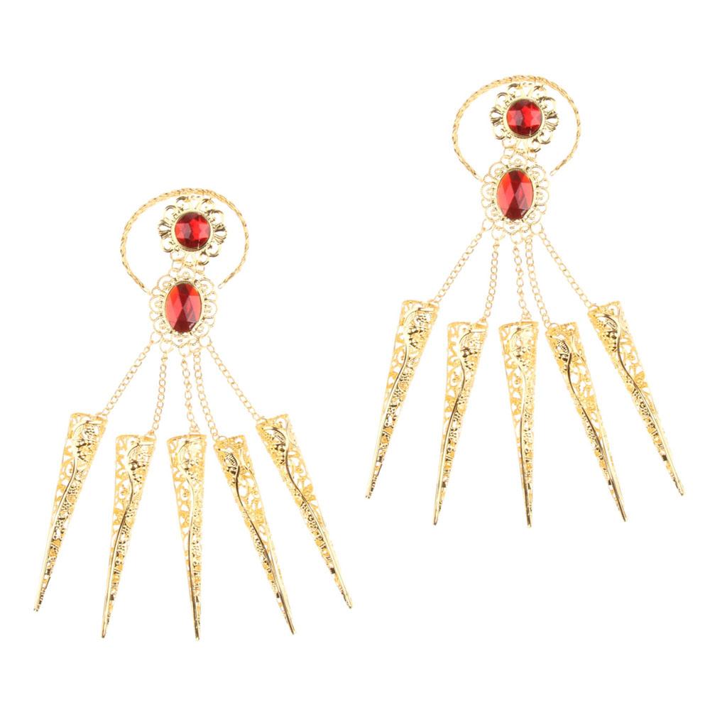 2Pieces Indian Belly Dance Perfome Bracelet Finger Nails Artificial jewelry