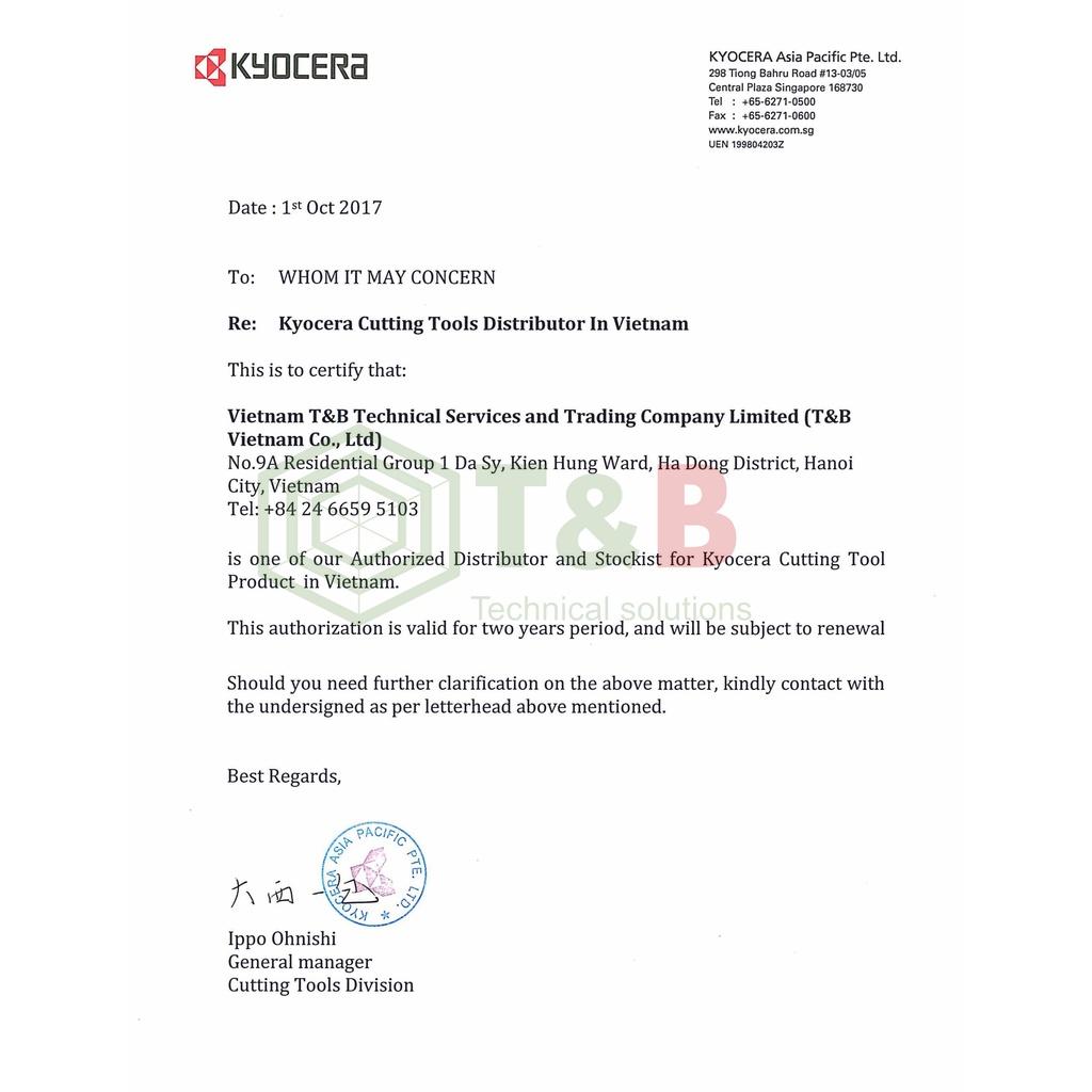 Mảnh dao tiện ngoài Cermet phủ PVD Kyocera Model VNGG160404M-SK PV720