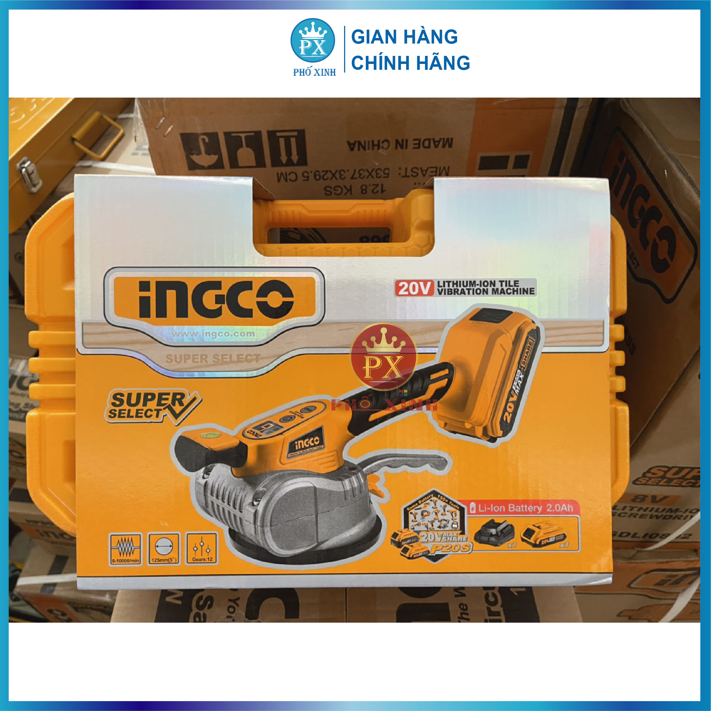 Máy rung hít gạch 50Kg dùng pin Lithium 20V Ingco CTVLI20101