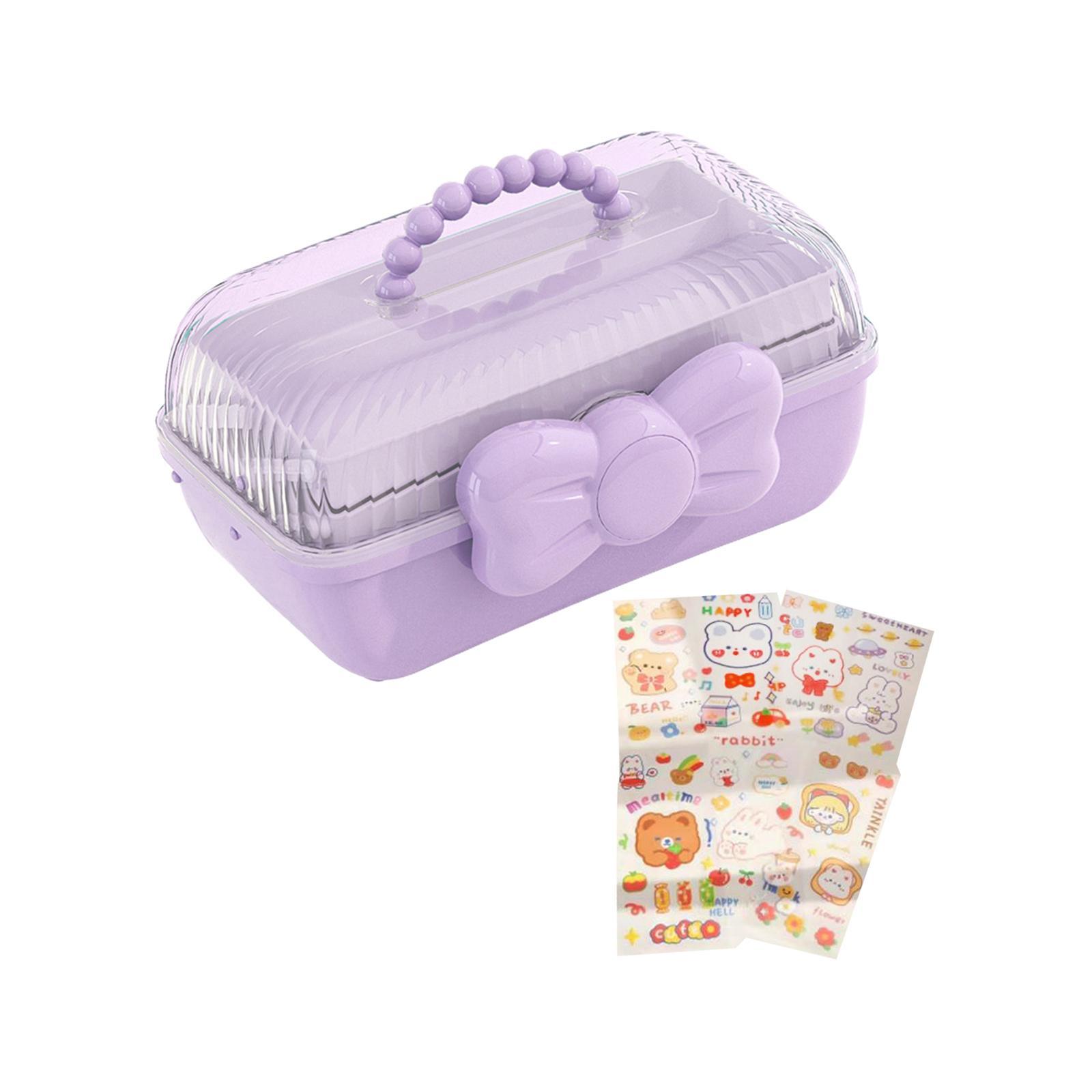 3 Layer Multipurpose Storage Box Hair Accessories Organizer for Girls, Portable Hair Bow Holder ,Cosmetics Supplies Storage Box for Hair Clips