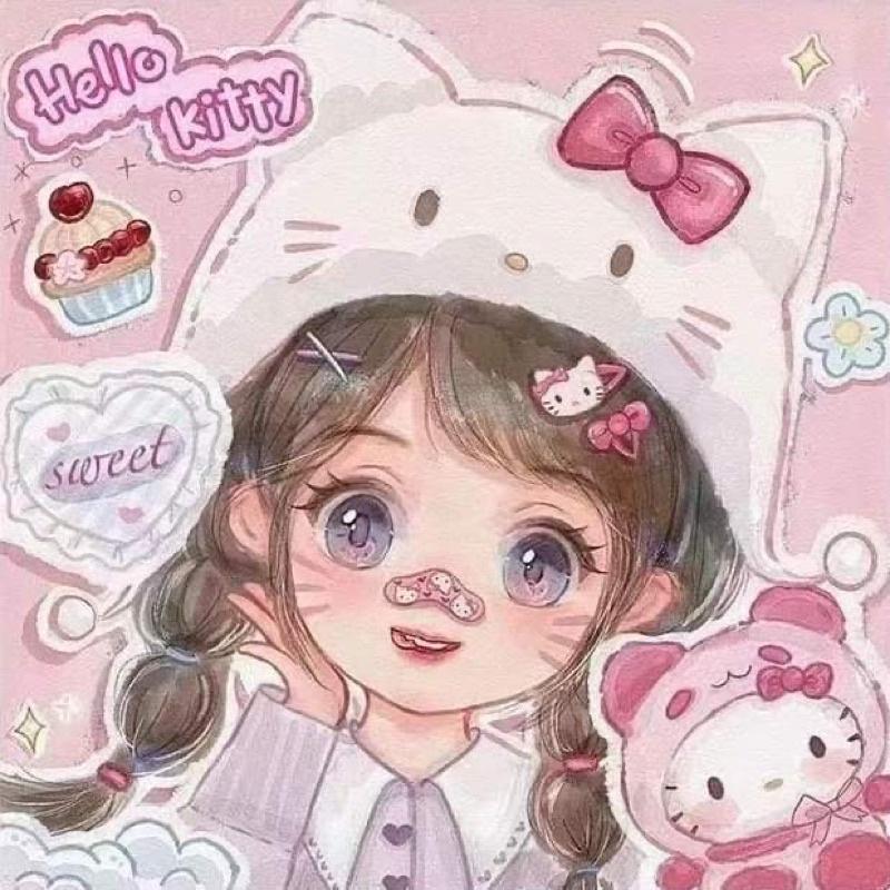 Bộ tranh đính đá 5D tự làm họa tiết hình Hello Kitty 2