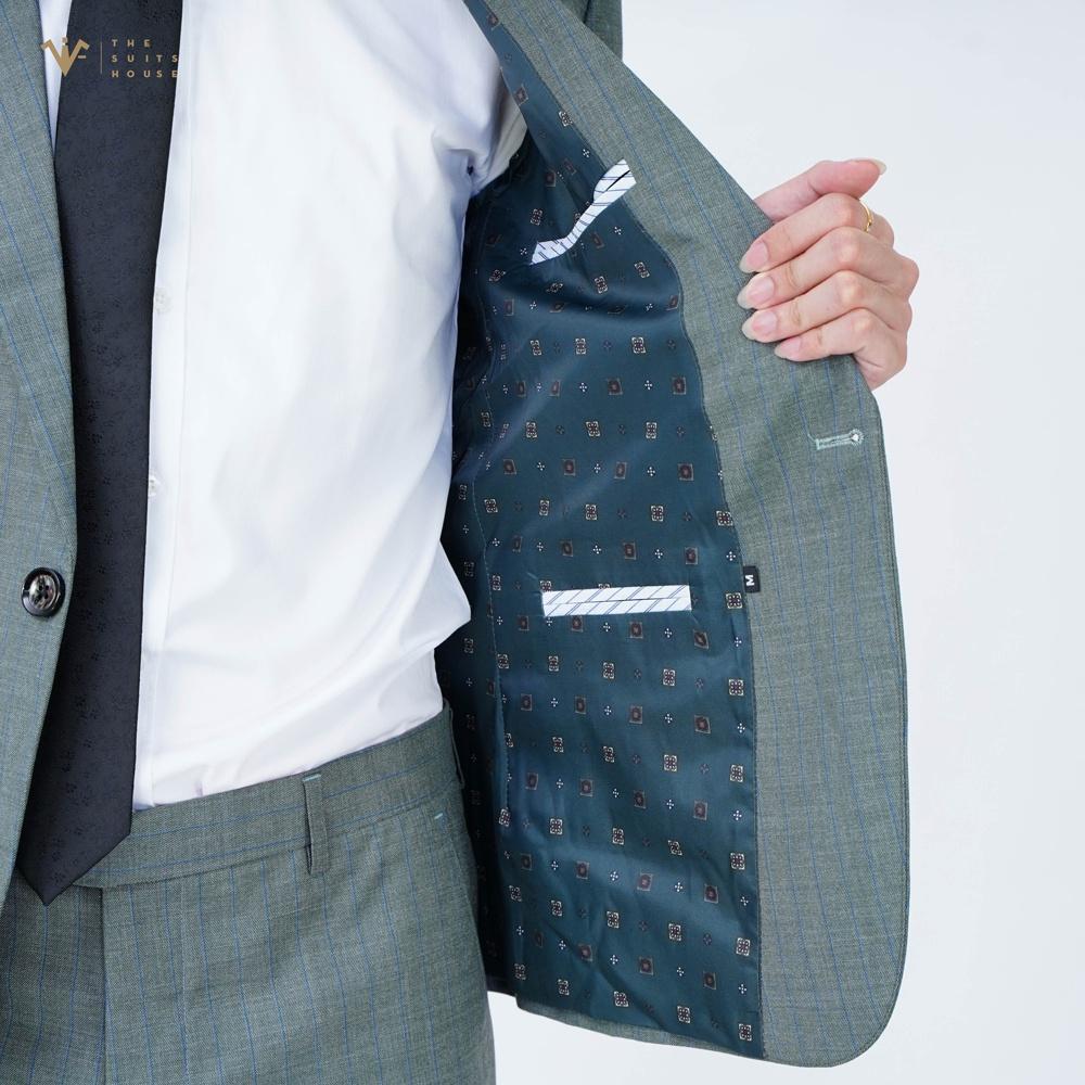 Bộ vest nam xanh rêu kẻ ô, suits sartorial chất WOOL The Suits House - S