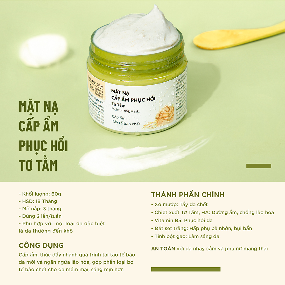 Mặt Nạ Thiên Nhiên Đất Sét Cấp Ẩm Phục Hồi Da Cỏ Mềm 60g