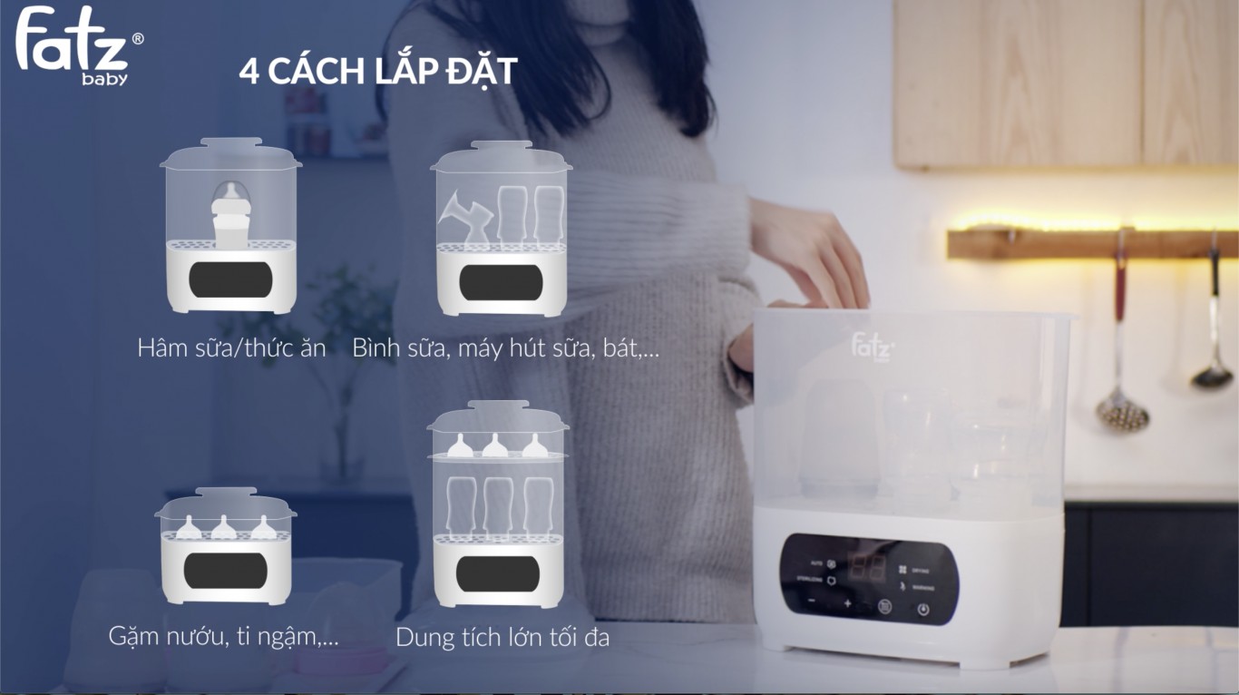 MÁY TIỆT TRÙNG SẤY KHÔ HÂM SỮA ĐIỆN TỬ 4 TRONG 1 FATZ BABY  - CHIEF 2 - FB4921CY BẢO HÀNH 12 THÁNG CHÍNH HÃNG