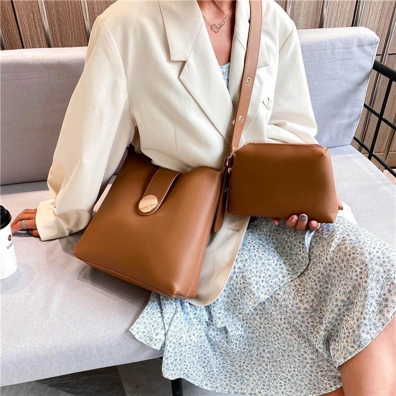 Set túi đeo chéo và ví da thời trang nữ trẻ trung