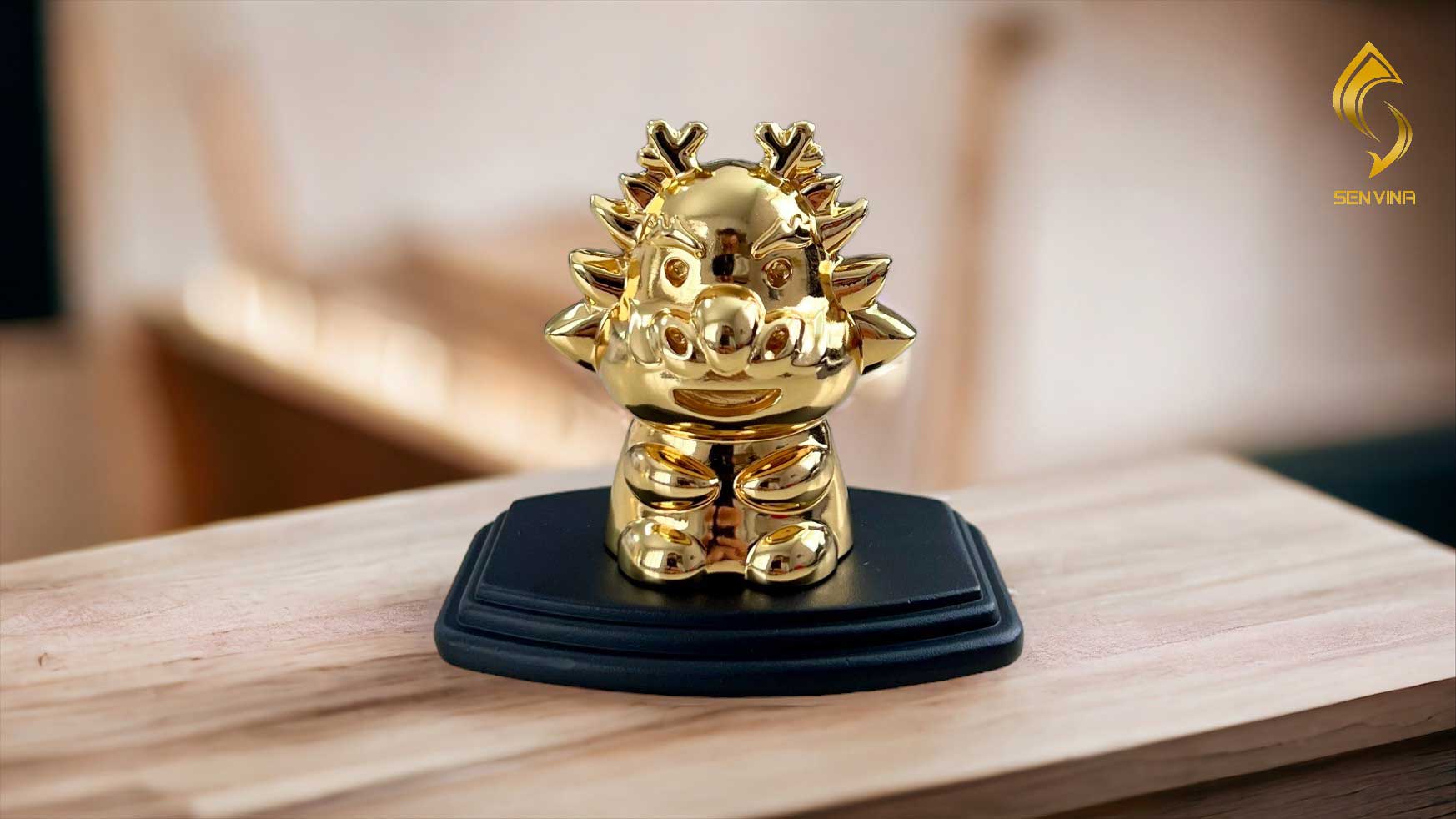 Tượng Rồng bipi &quot;Kim Long Phú Quý&quot; đế đen mờ - Quà tặng Phong Thủy