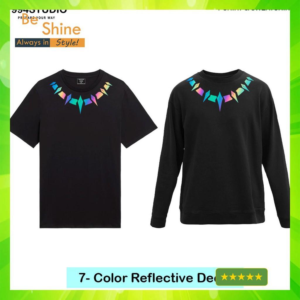 Áo Thun Không Cổ Phản Quang Cực Đẹp Cực Chất Áo Phông Unisex Form Rộng Phong Cách Hàn Quốc Áo Đôi Thời Trang