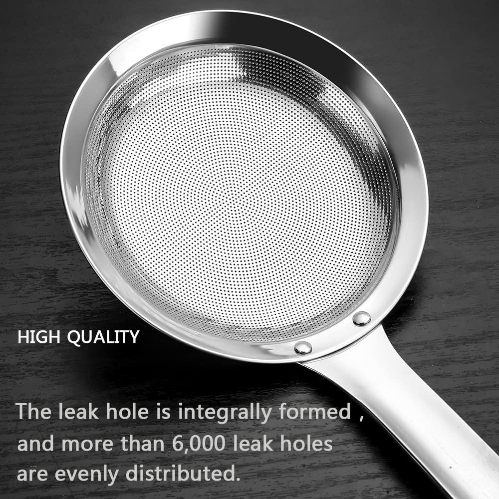 3 thìa hớt bọt nấu ăn bằng thép không gỉ, bộ rây lưới mịn
