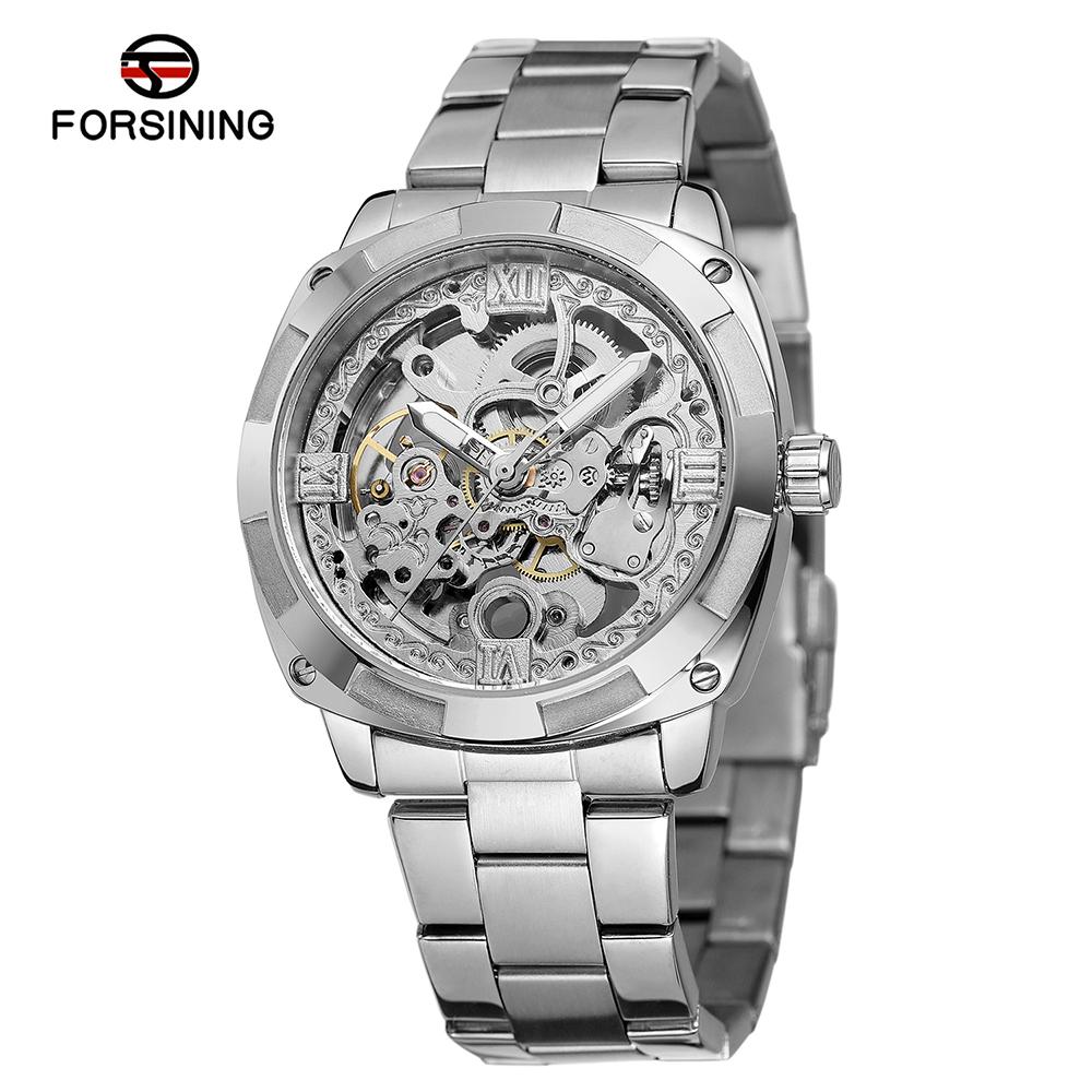 Đồng hồ FORSINING Nam lên dây tự động,sang trọng,dây đeo tay bằng thép không gỉ