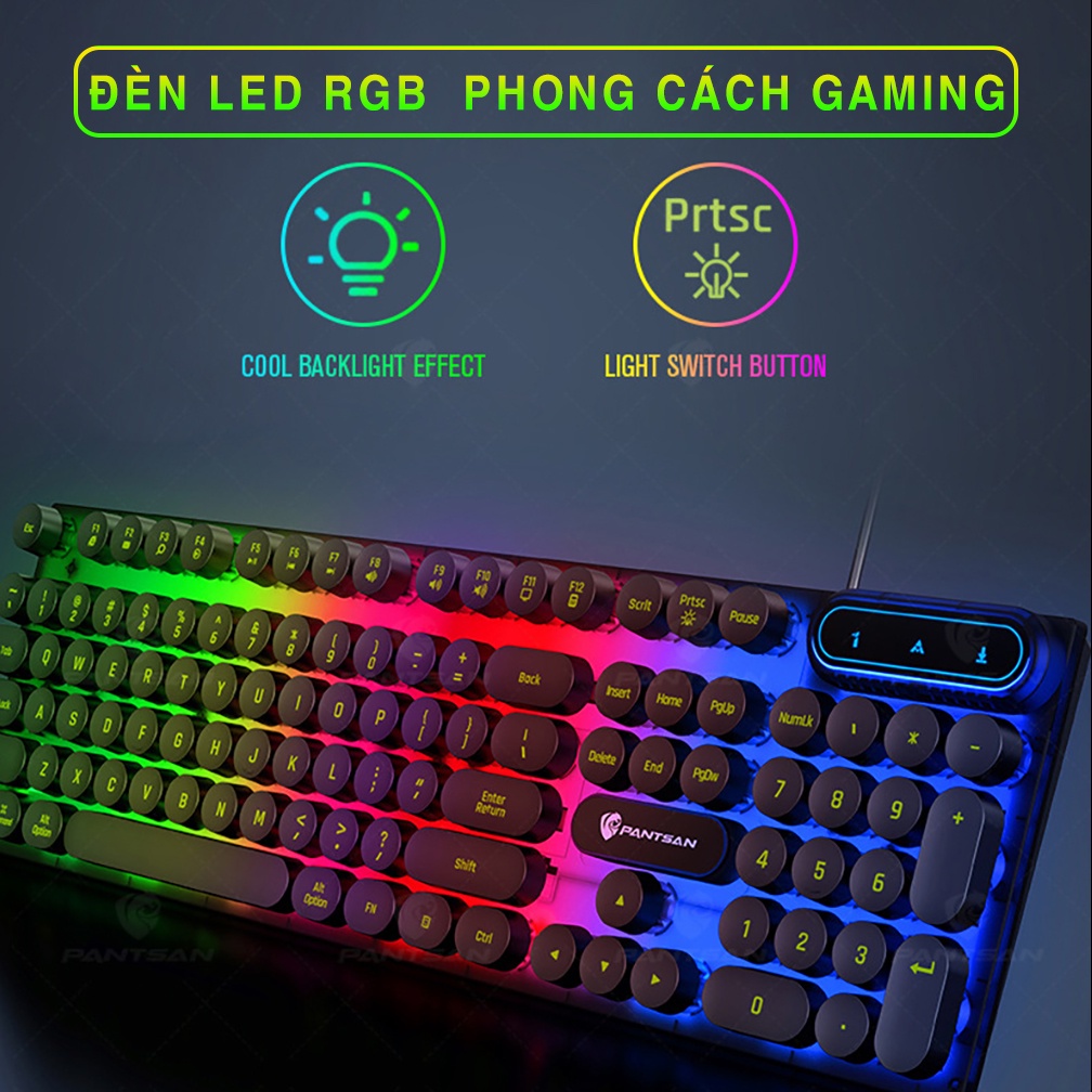 Bàn phím máy tính gaming giả cơ YINDIAO PK100 có dây nút tròn Led RGB chống nước chuyên chơi game và làm việc văn phòng - JL - HÀNG CHÍNH HÃNG