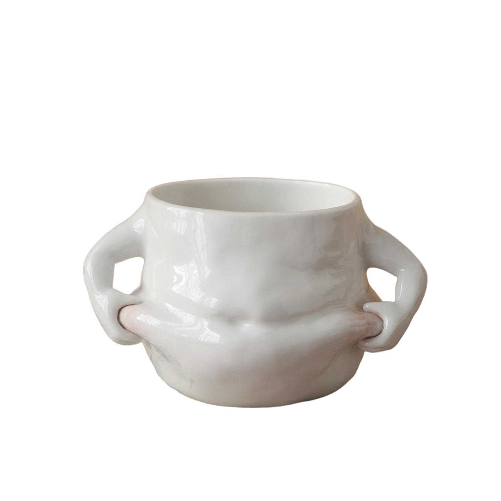 Funny Ceramic Coffee Mug Water Cup White with Handles for Wedding Home